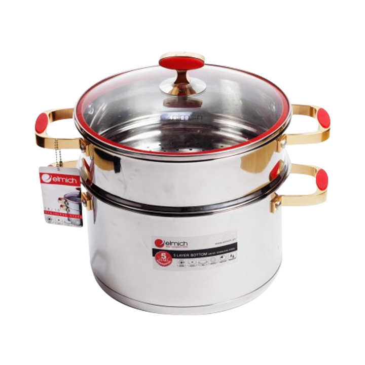 Nồi xửng hấp Elmich Inox 304 Red Velvet 24cm, đáy từ 2355585