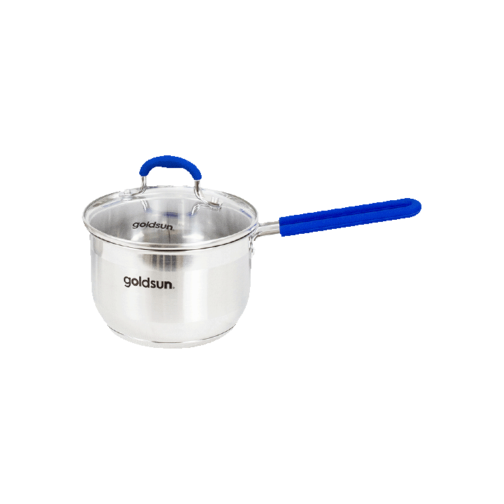 Quánh GOLDSUN GPO2101-IH, 14cm, inox 430, 3 lớp, vung kính cường lực