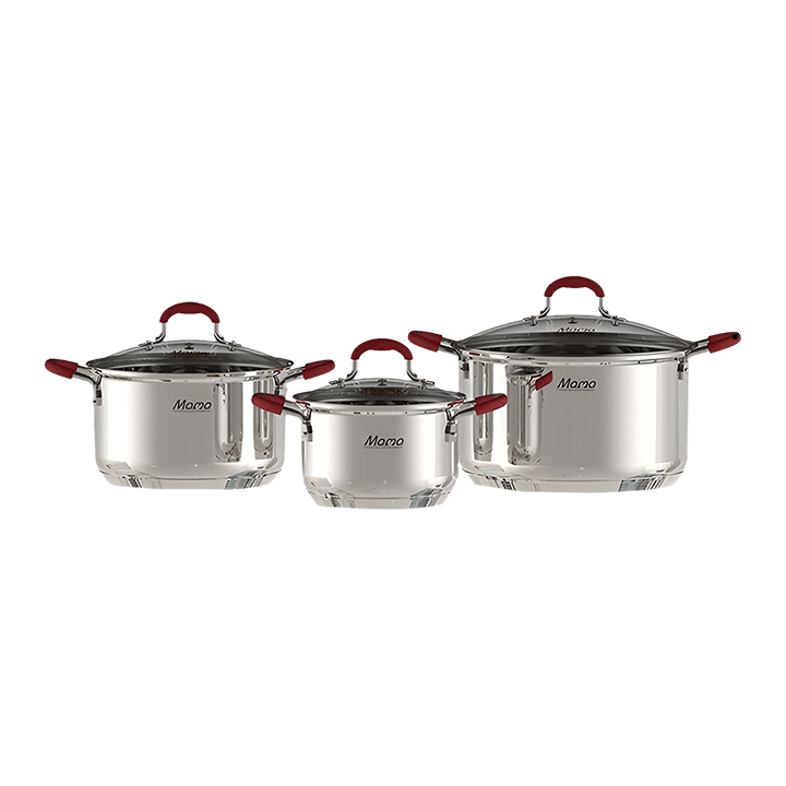 Bộ nồi SUNHOUSE SHG2503MSD, inox, 3 nồi 16 - 20 – 24 cm, mama