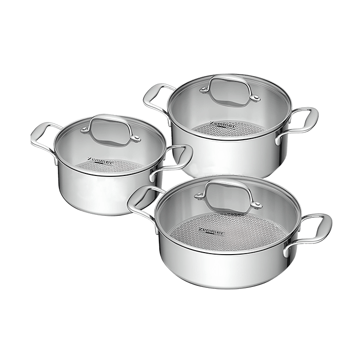 Bộ nồi Zemmer NRS01, 3 nồi inox, 18-22-26 cm