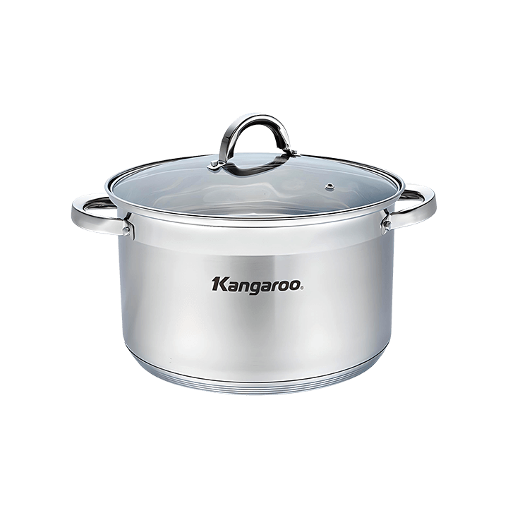 Nồi inox KANGAROO KG876XL, 26 cm, đáy từ, vung kính