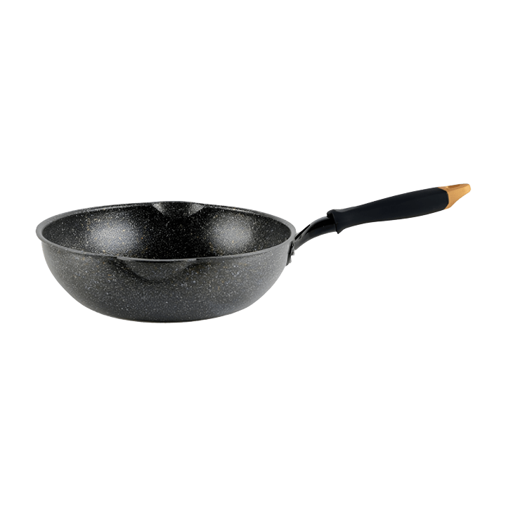 Chảo nhôm KANGAROO KG662S, 24 cm, đáy từ, vân đá, đen