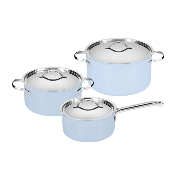 Bộ nồi EDELKOCHEN SETSRNTB1, 1 quánh 16cm, 1 nồi 20cm, 1 nồi 24cm màu Edel Blue