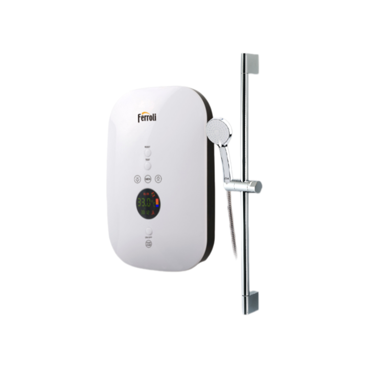 Máy nước nóng trực tiếp Ferroli Slim Divo SDP 4.500W, có bơm + màn hình hiển thị thông số & nhiệt độ nước