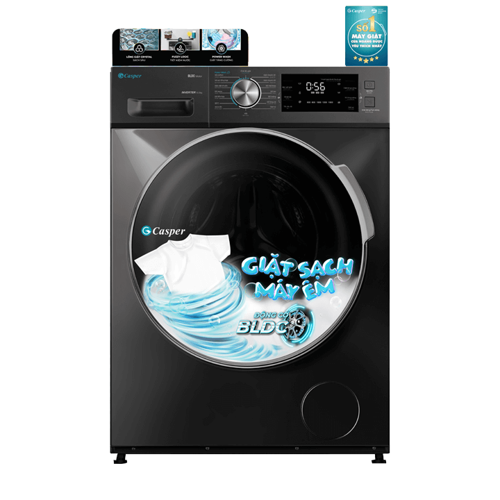 Máy giặt cửa ngang Casper Inverter 9.5 Kg WF-95I140BGB 