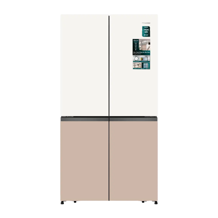 Tủ lạnh Hisense inverter 4 cửa 609 lít RQ768N4EW-KU màu trắng nâu
