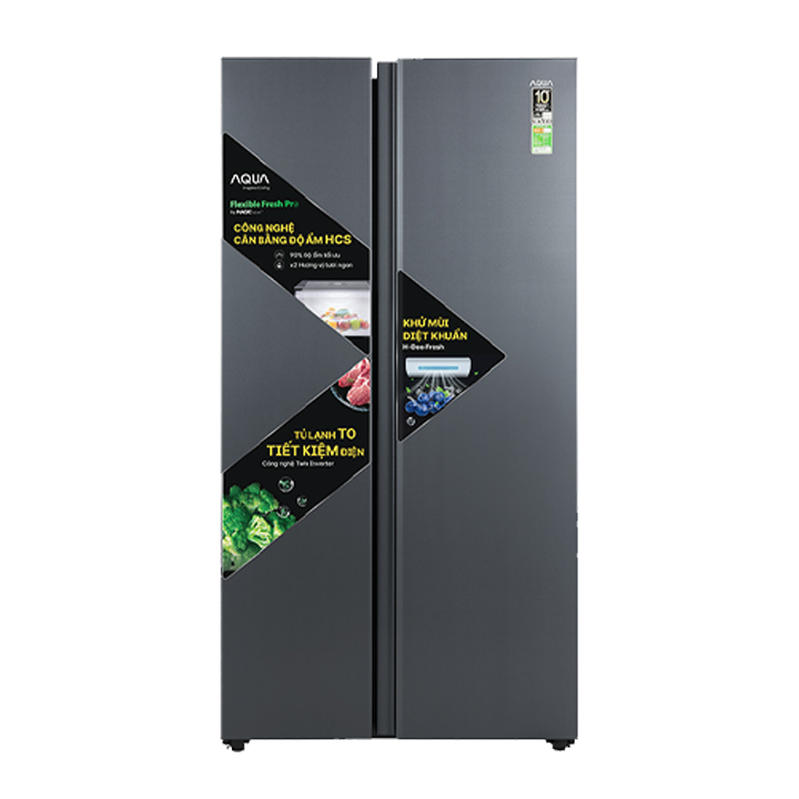 Tủ lạnh SBS AQUA  AQR-S682XA(BL) 646 lít Twin inverter màu đen