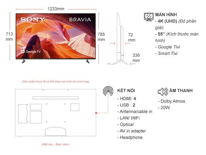 Google Tivi Sony 4K 55 inch KD 55X80L 15