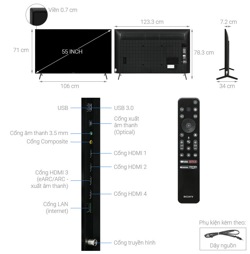 Google Tivi Sony 4K 55 inch KD 55X85K 12